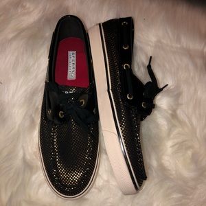 Black and Gold Polka Dot Sperrys